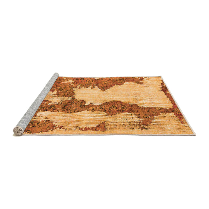Sideview of Machine Washable Abstract Orange Modern Area Rugs, wshabs755org
