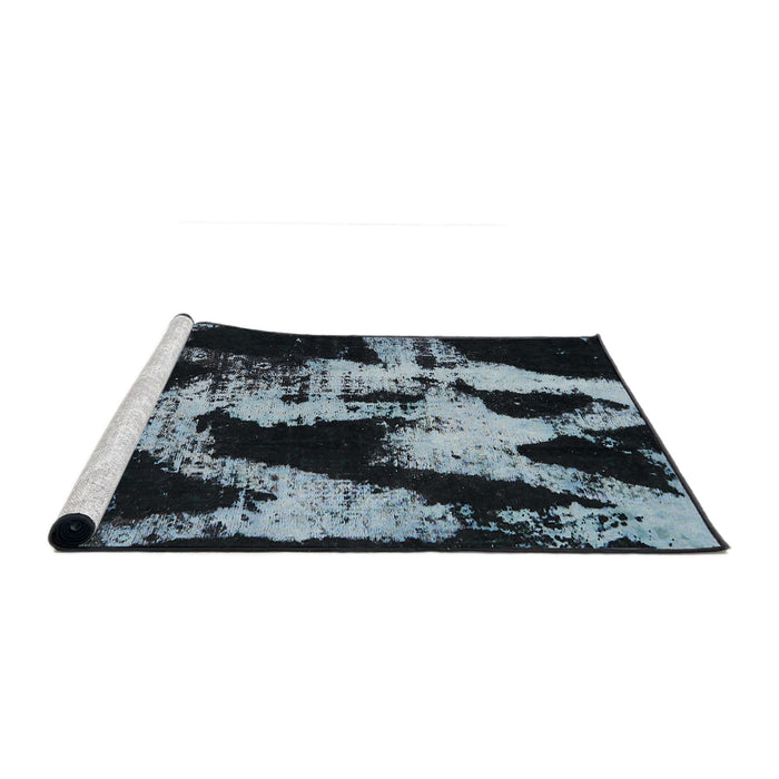 Sideview of Machine Washable Abstract Columbia Blue Rug, wshabs756