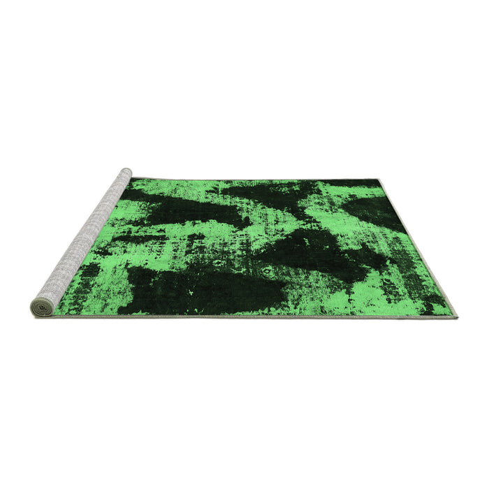 Sideview of Machine Washable Abstract Emerald Green Modern Area Rugs, wshabs756emgrn