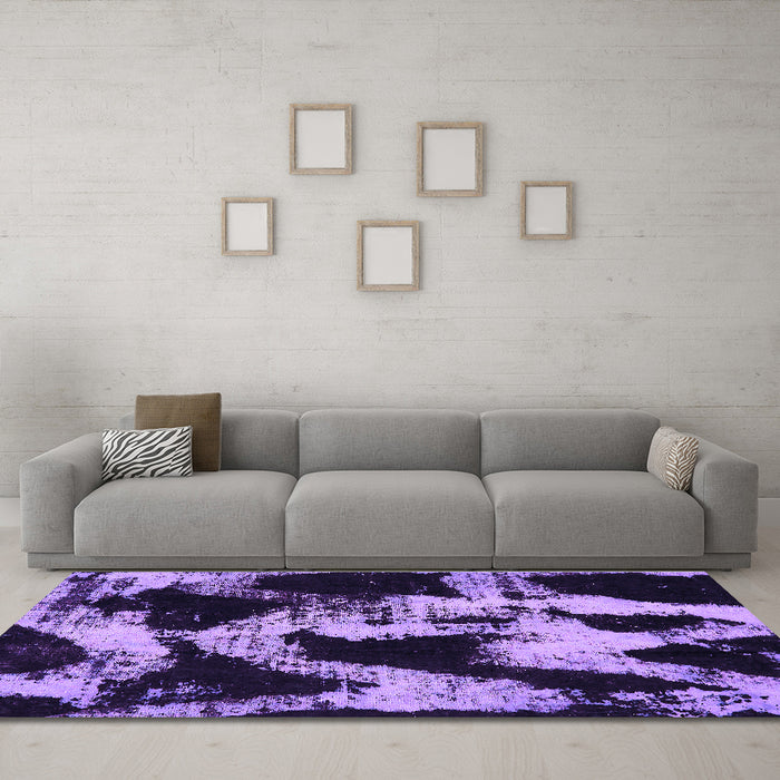 Machine Washable Abstract Purple Modern Area Rugs in a Living Room, wshabs756pur