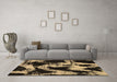 Machine Washable Abstract Brown Modern Rug in a Living Room,, wshabs756brn