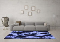 Machine Washable Abstract Blue Modern Rug, wshabs756blu