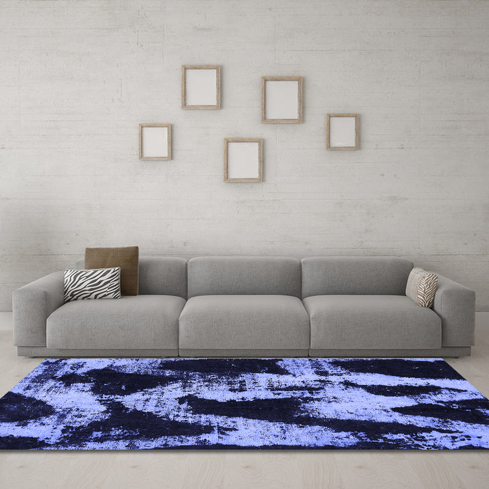 Machine Washable Abstract Blue Modern Rug in a Living Room, wshabs756blu