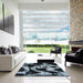 Square Abstract Columbia Blue Modern Rug in a Living Room, abs756