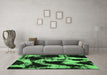 Machine Washable Abstract Emerald Green Modern Area Rugs in a Living Room,, wshabs756emgrn