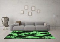 Machine Washable Abstract Emerald Green Modern Rug, wshabs756emgrn