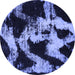 Round Abstract Blue Modern Rug, abs756blu