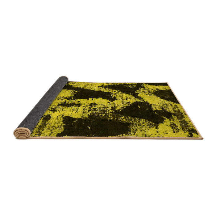 Sideview of Abstract Yellow Modern Rug, abs756yw