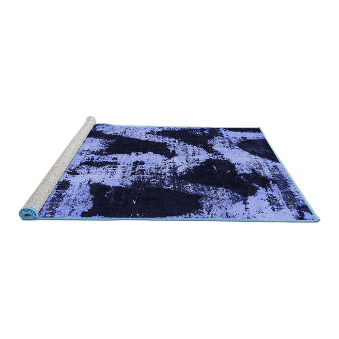Sideview of Machine Washable Abstract Blue Modern Rug, wshabs756blu