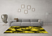 Machine Washable Abstract Yellow Modern Rug in a Living Room, wshabs756yw