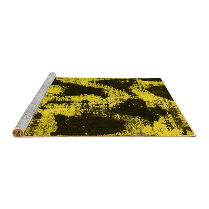 Sideview of Machine Washable Abstract Yellow Modern Rug, wshabs756yw
