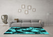 Machine Washable Abstract Turquoise Modern Area Rugs in a Living Room,, wshabs756turq