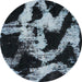 Round Abstract Columbia Blue Modern Rug, abs756