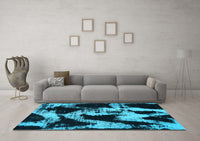 Machine Washable Abstract Light Blue Modern Rug, wshabs756lblu