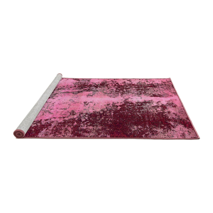 Sideview of Machine Washable Abstract Hot Pink Rug, wshabs757