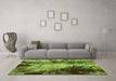 Machine Washable Oriental Green Traditional Area Rugs in a Living Room,, wshabs757grn