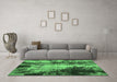 Machine Washable Oriental Emerald Green Traditional Area Rugs in a Living Room,, wshabs757emgrn