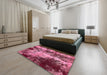 Machine Washable Abstract Hot Pink Rug in a Bedroom, wshabs757