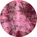 Round Abstract Hot Pink Oriental Rug, abs757