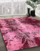 Abstract Hot Pink Oriental Rug in Family Room, abs757