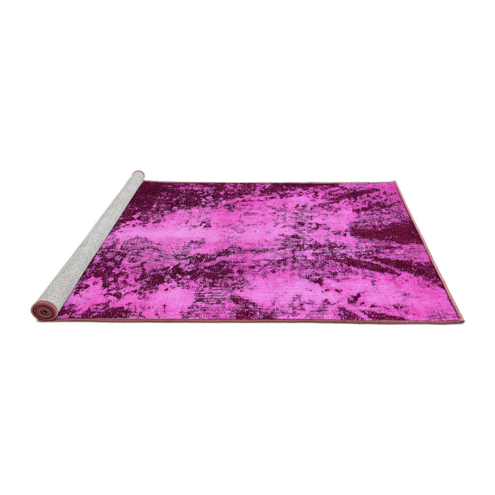 Sideview of Machine Washable Oriental Pink Traditional Rug, wshabs757pnk