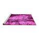 Sideview of Machine Washable Oriental Pink Traditional Rug, wshabs757pnk