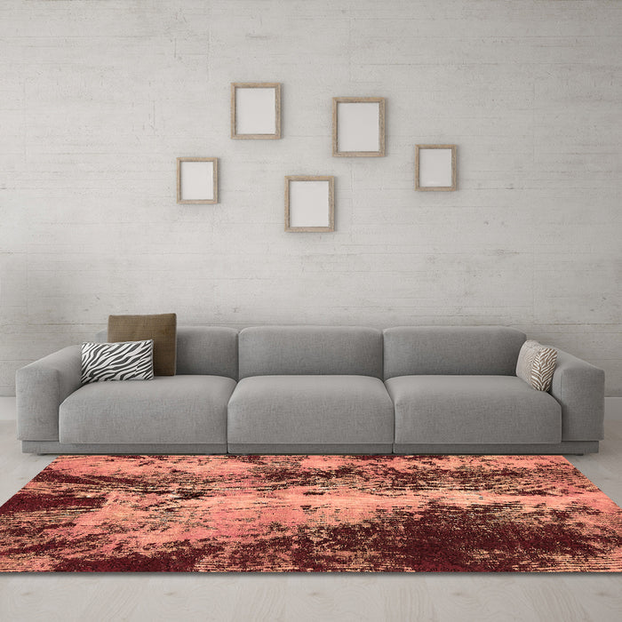 Machine Washable Oriental Brown Traditional Rug in a Living Room,, wshabs757brn