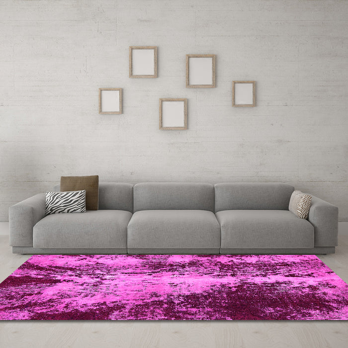 Machine Washable Oriental Pink Traditional Rug in a Living Room, wshabs757pnk