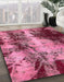 Machine Washable Abstract Hot Pink Rug in a Family Room, wshabs757