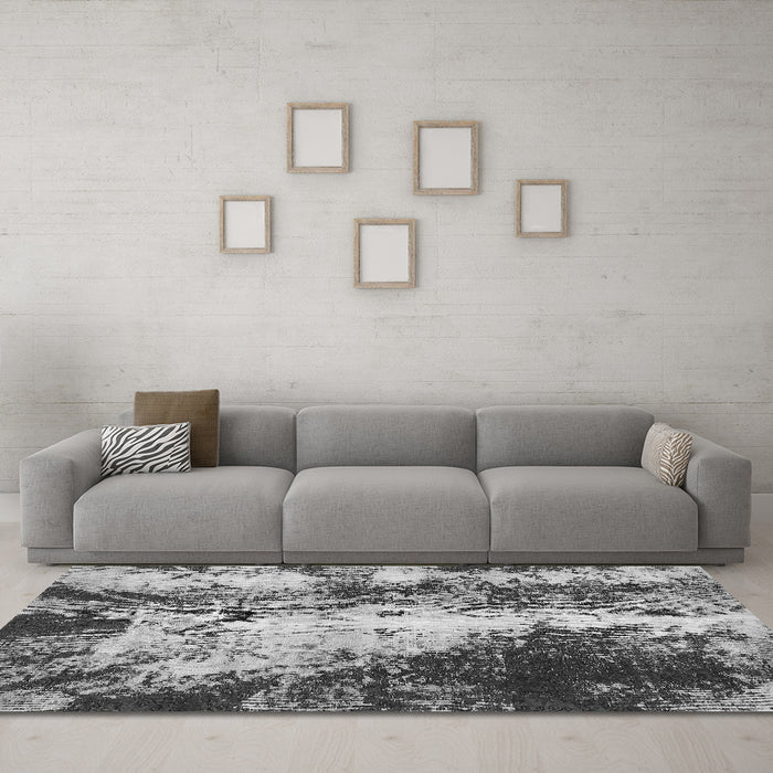 Machine Washable Oriental Gray Traditional Rug in a Living Room,, wshabs757gry