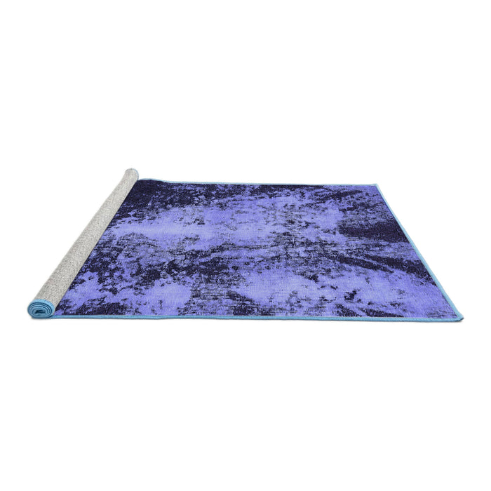 Sideview of Machine Washable Oriental Blue Traditional Rug, wshabs757blu