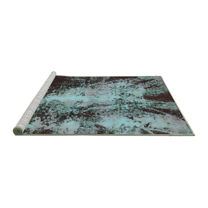 Sideview of Machine Washable Oriental Turquoise Traditional Area Rugs, wshabs757turq