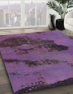 Abstract Lilac Purple Modern Rug in Family Room, abs758