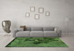 Machine Washable Abstract Green Modern Area Rugs in a Living Room,, wshabs758grn