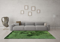 Machine Washable Abstract Green Modern Rug, wshabs758grn