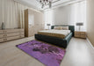 Machine Washable Abstract Lilac Purple Rug in a Bedroom, wshabs758