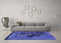 Machine Washable Abstract Blue Modern Rug, wshabs758blu