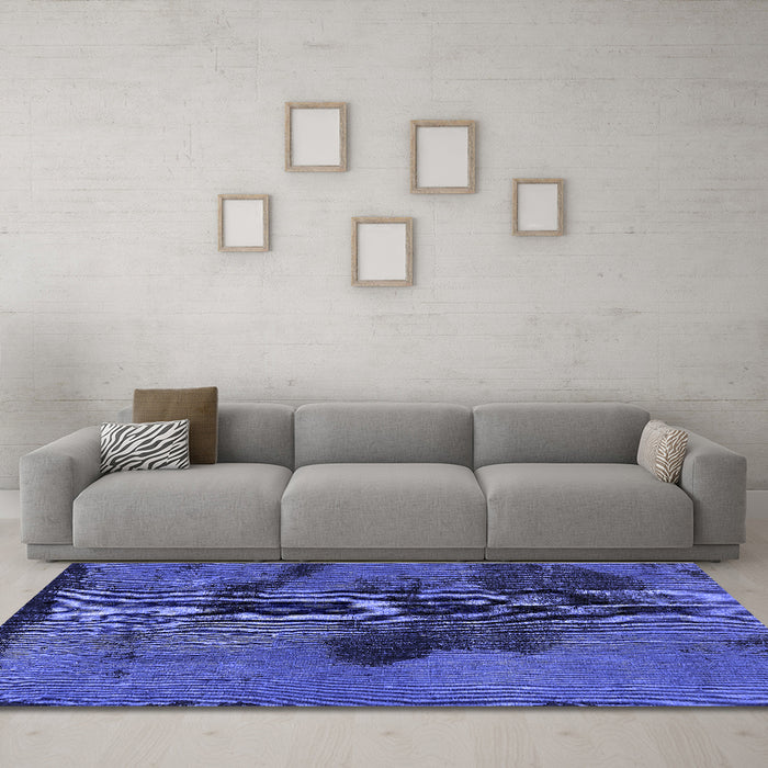 Machine Washable Abstract Blue Modern Rug in a Living Room, wshabs758blu