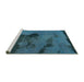 Sideview of Machine Washable Abstract Turquoise Modern Area Rugs, wshabs758turq