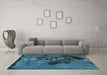 Machine Washable Abstract Turquoise Modern Area Rugs in a Living Room,, wshabs758turq