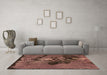 Machine Washable Abstract Brown Modern Rug in a Living Room,, wshabs758brn