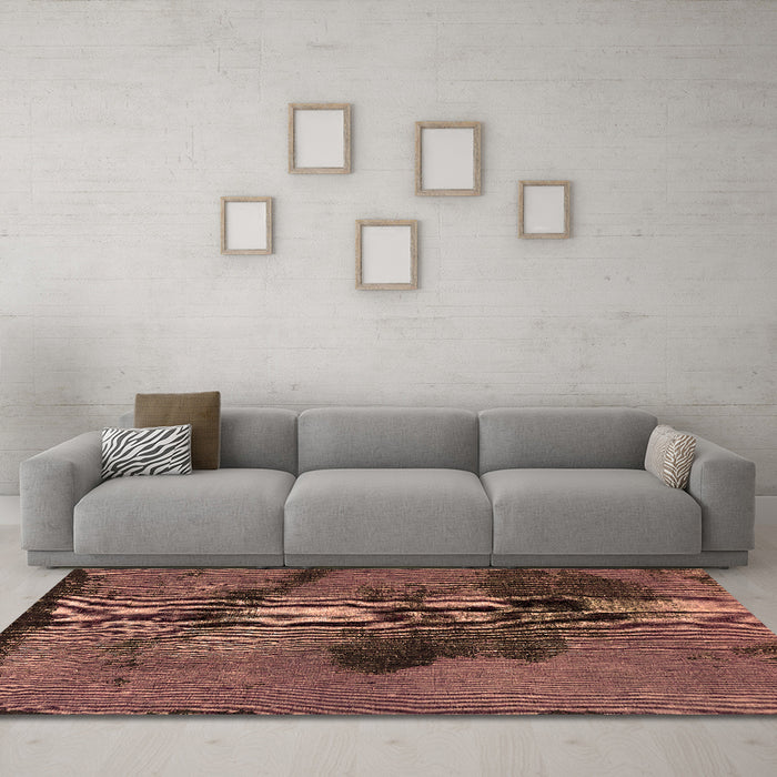 Machine Washable Abstract Brown Modern Rug in a Living Room,, wshabs758brn