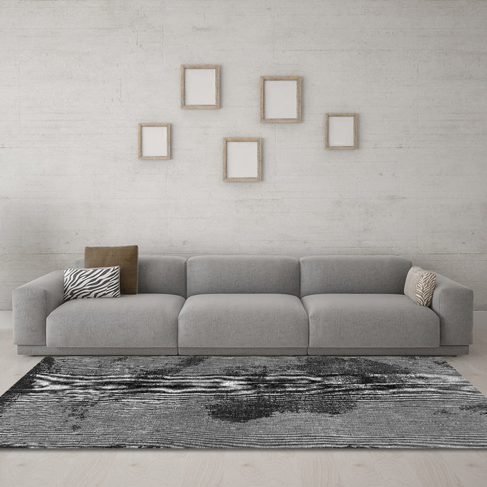 Machine Washable Abstract Gray Modern Rug in a Living Room,, wshabs758gry