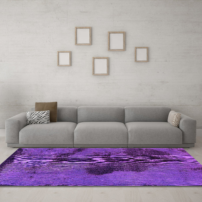 Machine Washable Abstract Purple Modern Area Rugs in a Living Room, wshabs758pur
