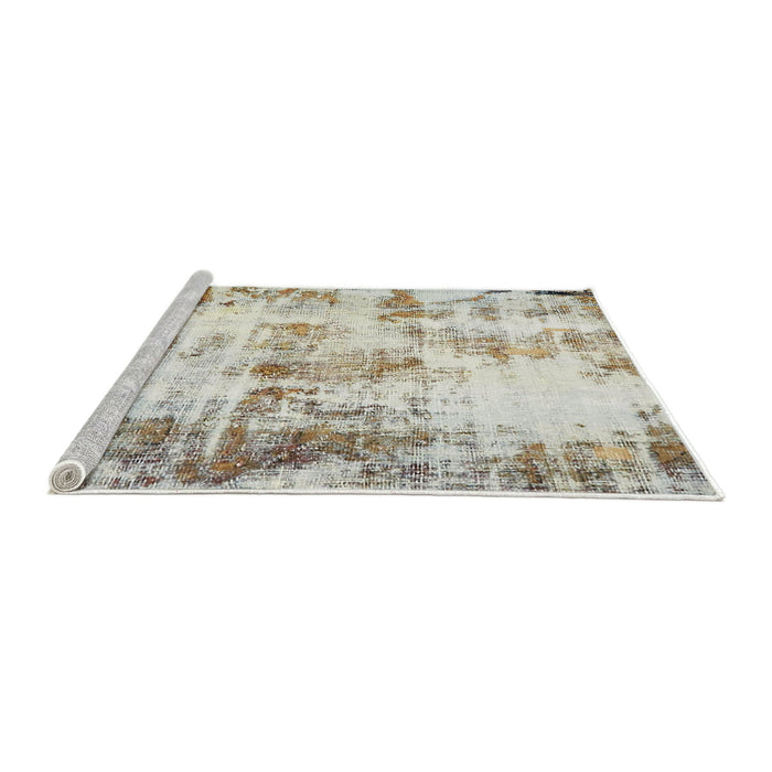 Sideview of Machine Washable Abstract Dark Almond Brown Rug, wshabs759