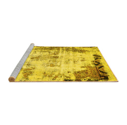 Sideview of Machine Washable Abstract Yellow Modern Rug, wshabs759yw