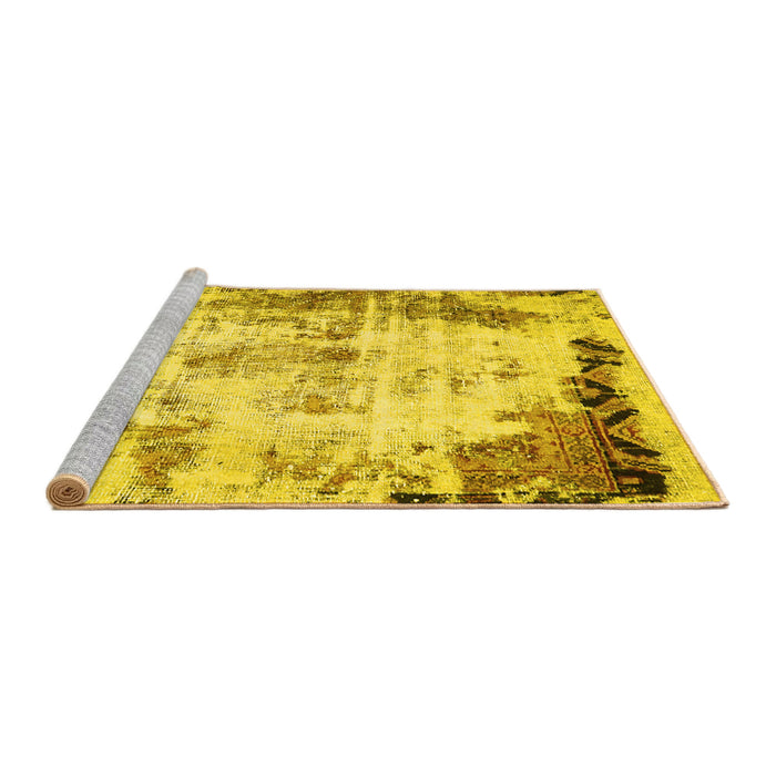 Sideview of Machine Washable Abstract Yellow Modern Rug, wshabs759yw