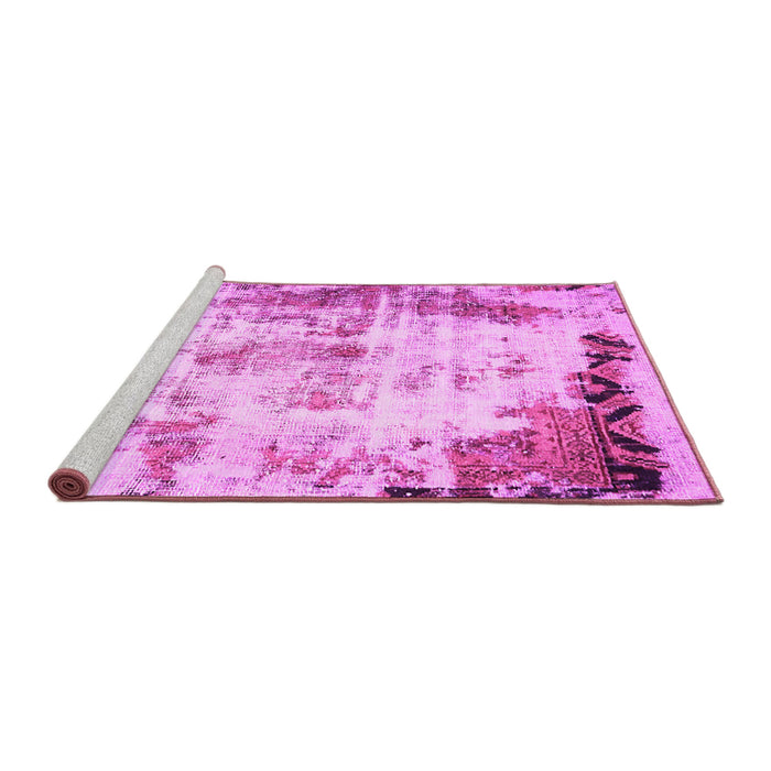 Sideview of Machine Washable Abstract Pink Modern Rug, wshabs759pnk