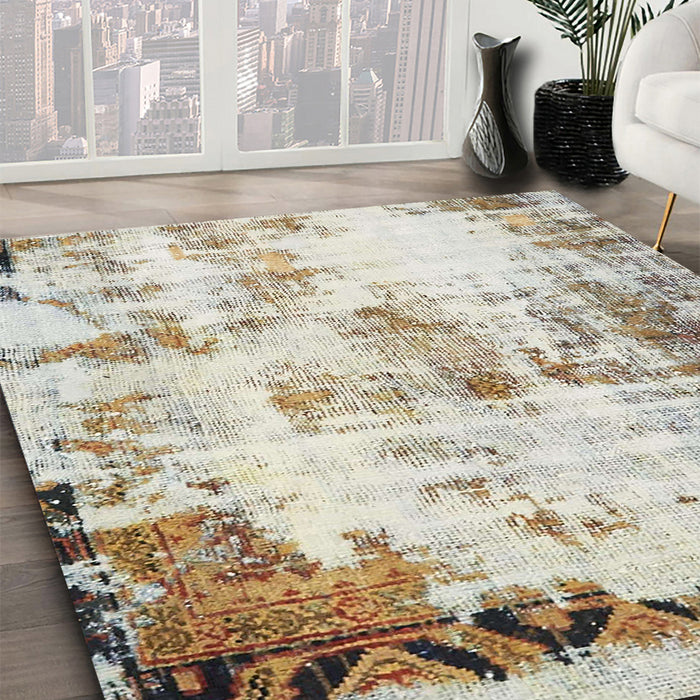 Machine Washable Abstract Dark Almond Brown Rug in a Family Room, wshabs759