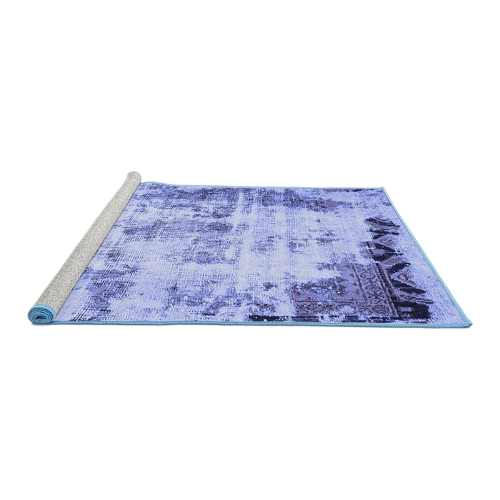 Sideview of Machine Washable Abstract Blue Modern Rug, wshabs759blu
